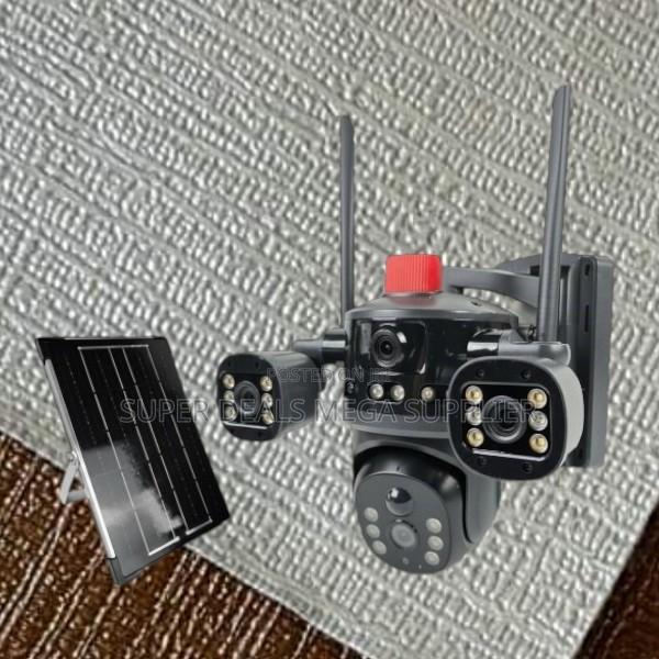 4g Solar Camera Multiple Lens With Light Alarm Siren Night Vision