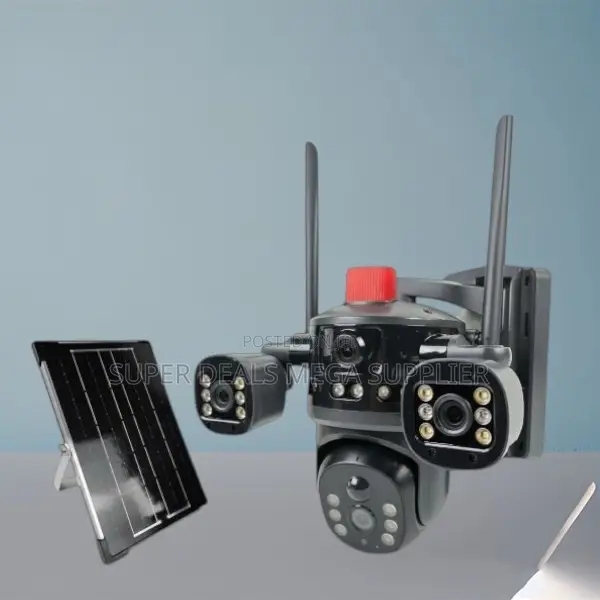 4g Multiple Lens Solar Camera With Light Alarm Siren Remote View