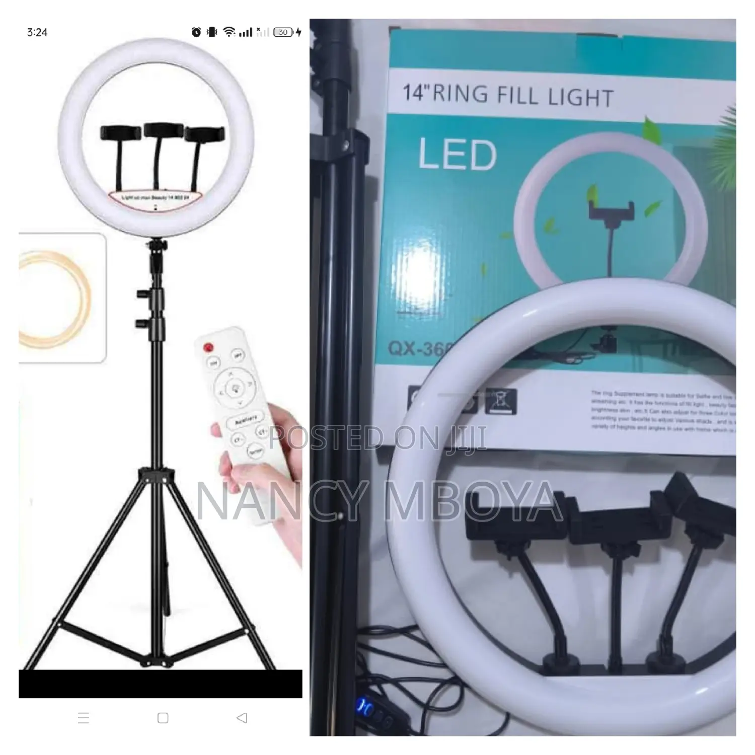 14 Inch Ring Light With 3 Phone Holders and 2.1m Tripod Stand