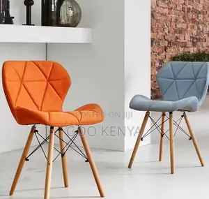 Home Chair; Wooden-Leg Fabric Dining Chair for Kitchen and Home