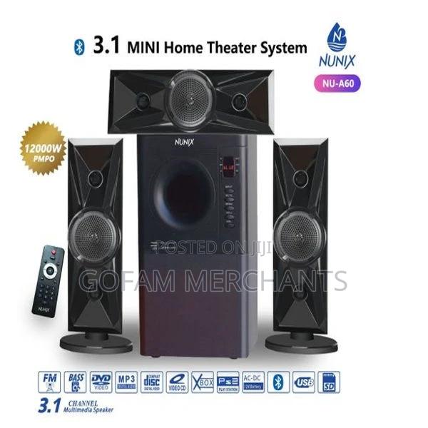 Nunix 3.1 Mini Home Theater System Nu-A60 and a Remote Control