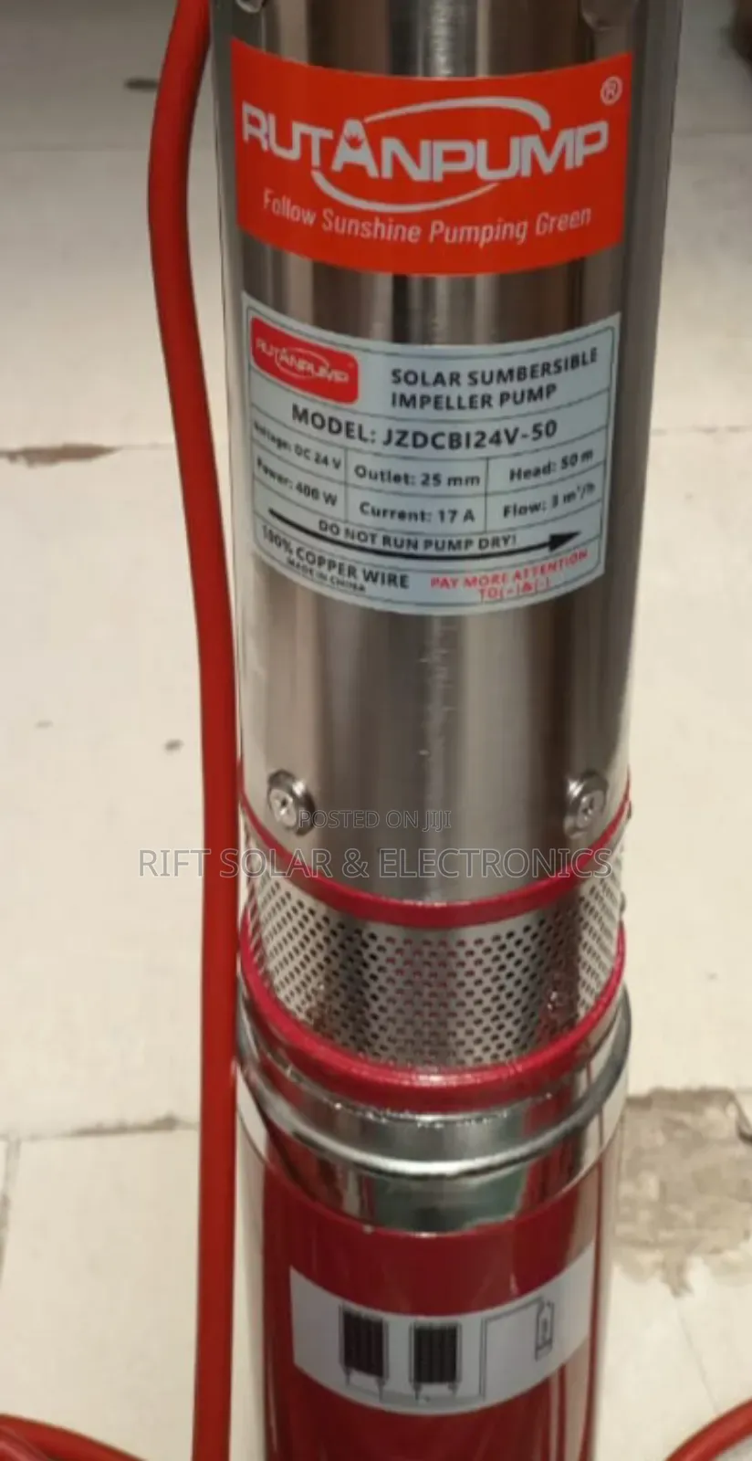 50 Meters Head Submersible Solar Pump 3mm^3 Delivery 470 Watts Solar