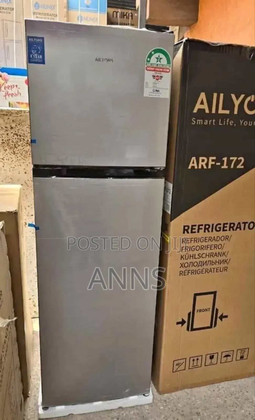 Ailyons 168 Litres 2 Door Refrigerator (Silver Body) Rf-172*