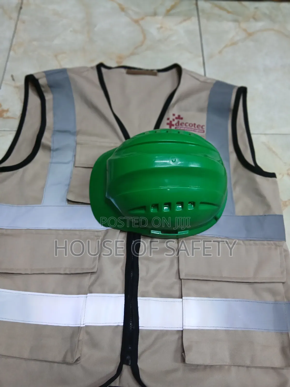 Green Helmets Reflectors Combined With Jackets