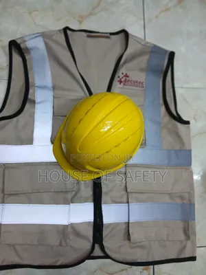 Yyellow Jsp Helmets With Cotton Beige Reflectors Jackets Vest