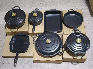 Nsfe Cast Iron 11pc Pots Colours Black, Blue, Red, Gray.