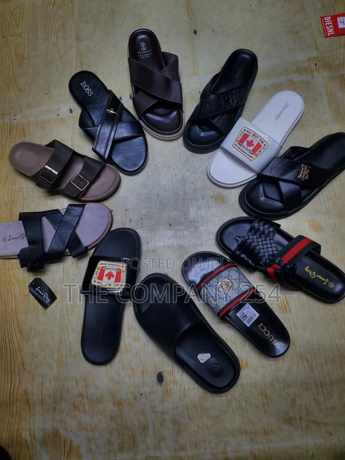 Quality Casual Leather Men Official Designer Slide Shoes