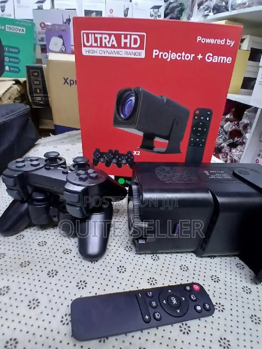 Game Projector Max + 2 Controllers, Retro Gaming Hd Auto Keystone