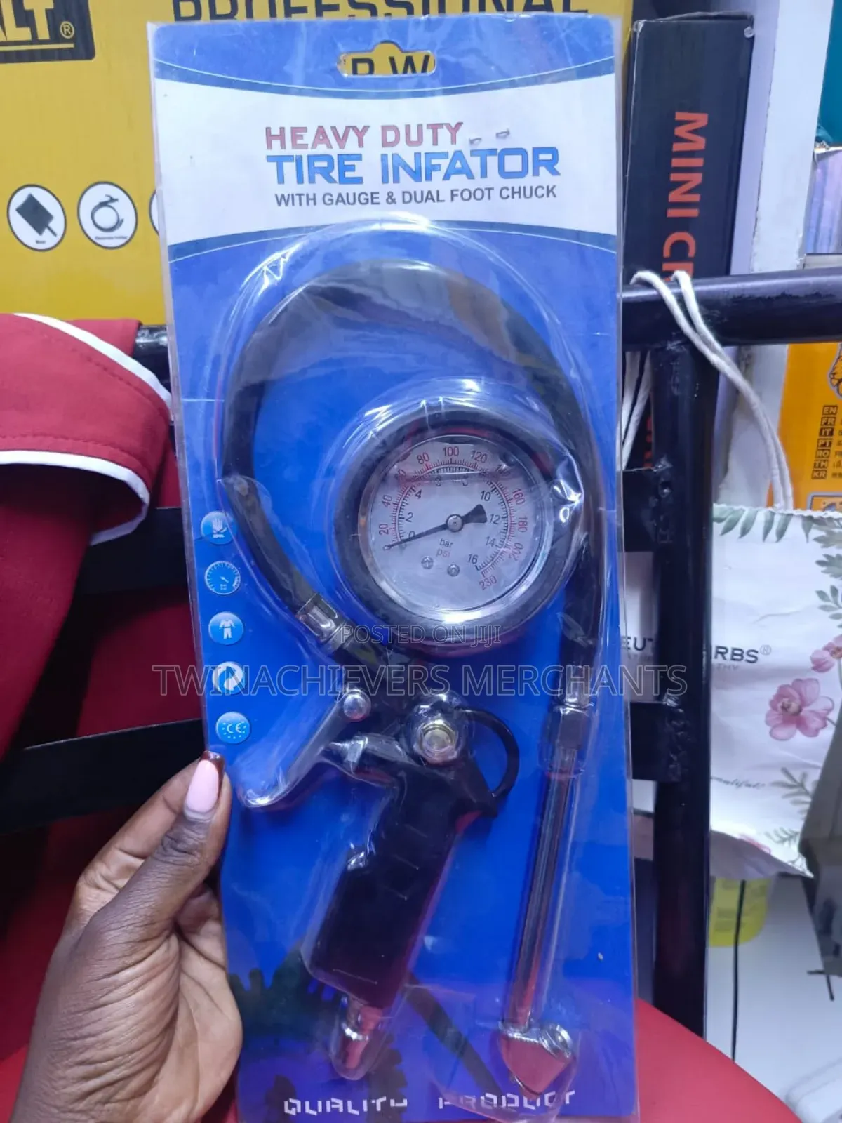 Tire Inflating Gun With a Gauge