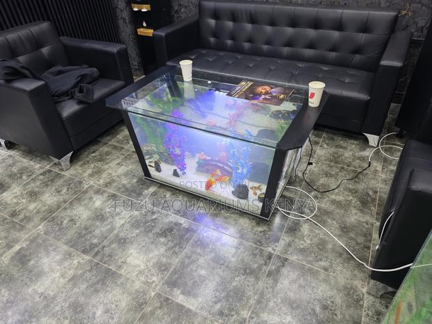 Designer Aquarium Table - Unique Geometric Shape - main view