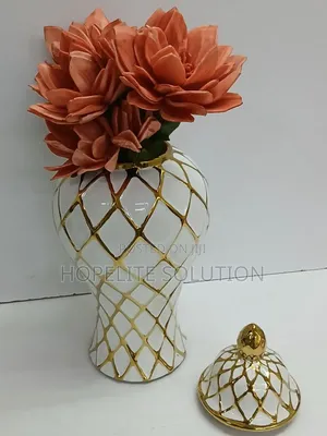 Gold Plated White Vase Available