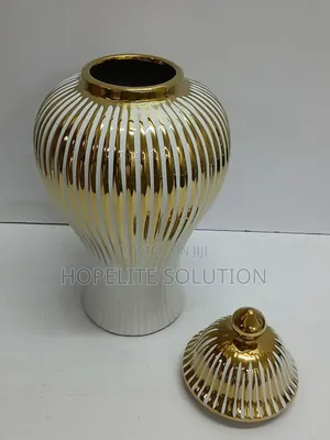 Gold Plated White Vase Available