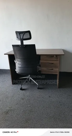 1.2 Mtrs American Walnut Office Desk+ Ergonomic High Back Office Chair