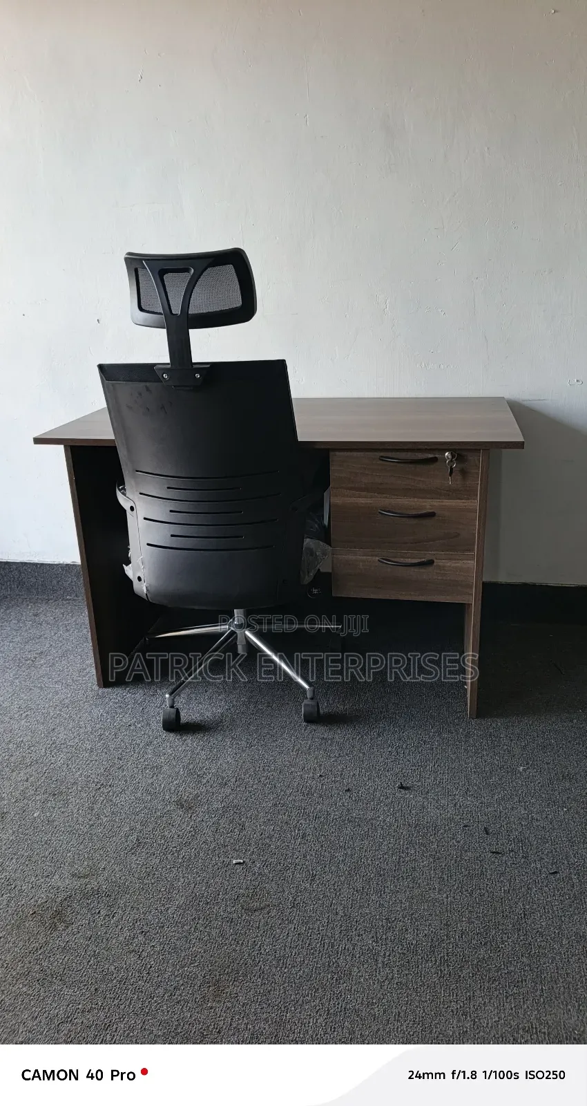 1.2 Mtrs American Walnut Office Desk+ Ergonomic High Back Office Chair