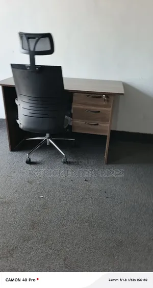 1.2 Mtrs American Walnut Office Desk+ Ergonomic High Back Office Chair