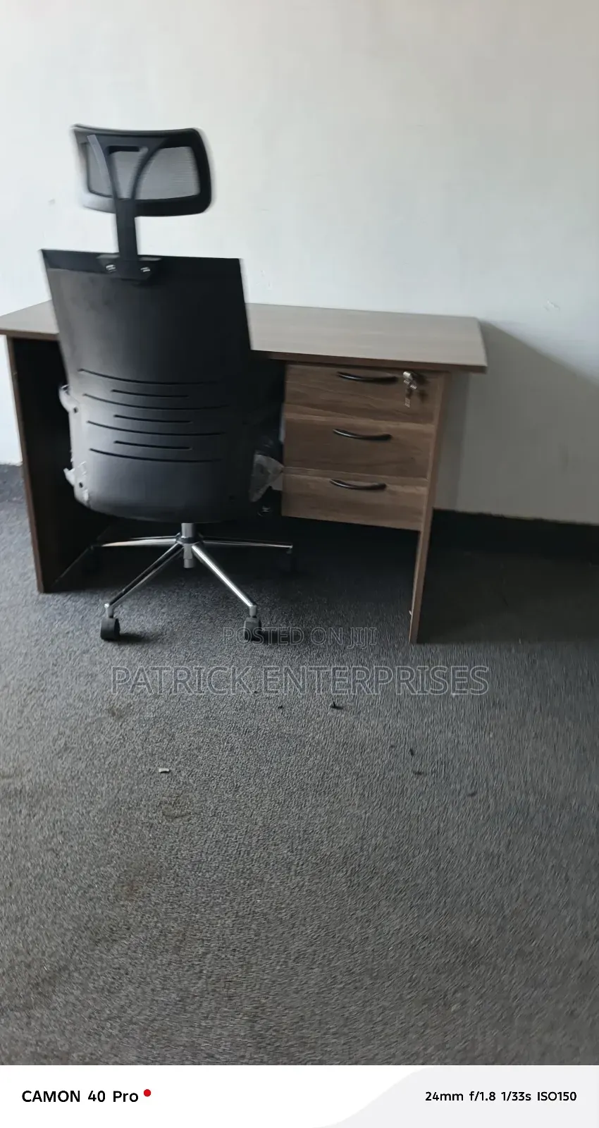 1.2 Mtrs American Walnut Office Desk+ Ergonomic High Back Office Chair