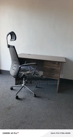 1.2 Mtrs American Walnut Office Desk+ Ergonomic High Back Office Chair