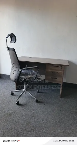 1.2 Mtrs American Walnut Office Desk+ Ergonomic High Back Office Chair