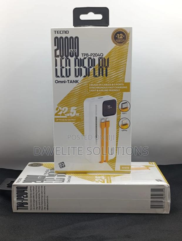 Original Tecno 20000mah Omni-Tank Power Bank (Model TPB-P204q)