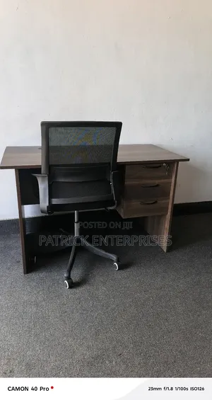 1.2 Mtrs American Walnut Office Desk+Ergonomic Mid-bcak Office Chair