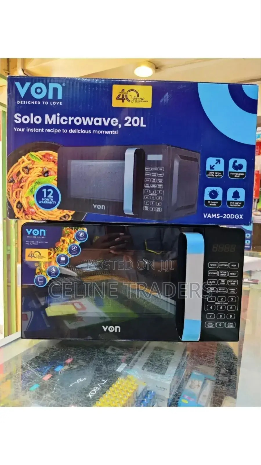 Von Vams-20dgx Microwave Oven, Solo, 20l, Digital, Black.