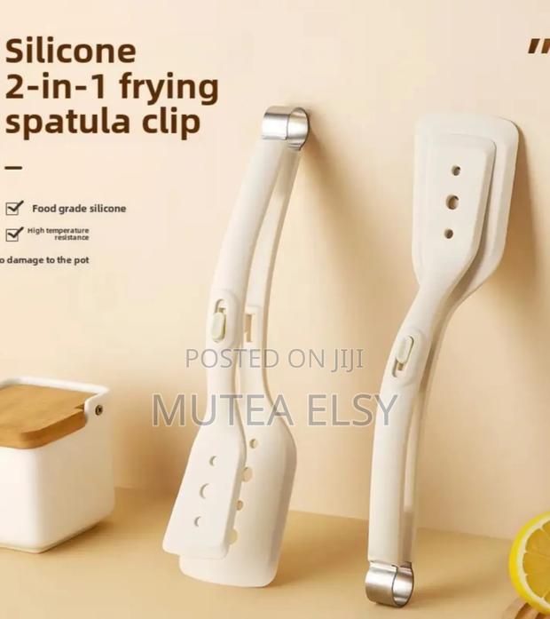 Cream High Quality 2 in 1 Silicone Spatula/Tongs - thumbnail 3