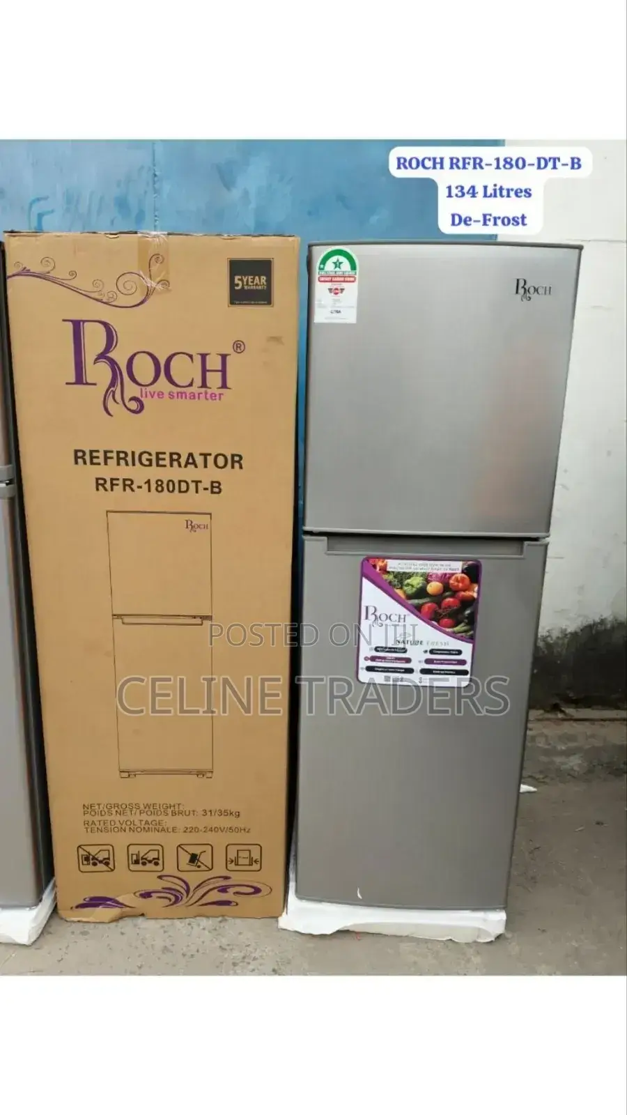 Roch 134 L RFR-180dt-B Double Door Refrigerator