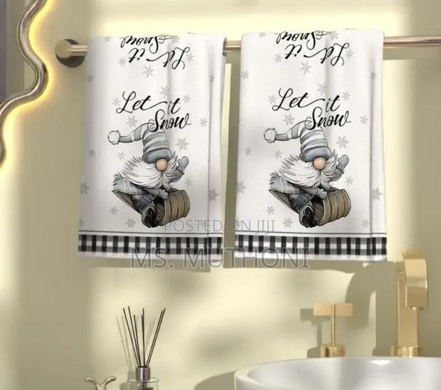 Quality 3 PCS White Christmas Themed Kitchen Towels* - thumbnail 2