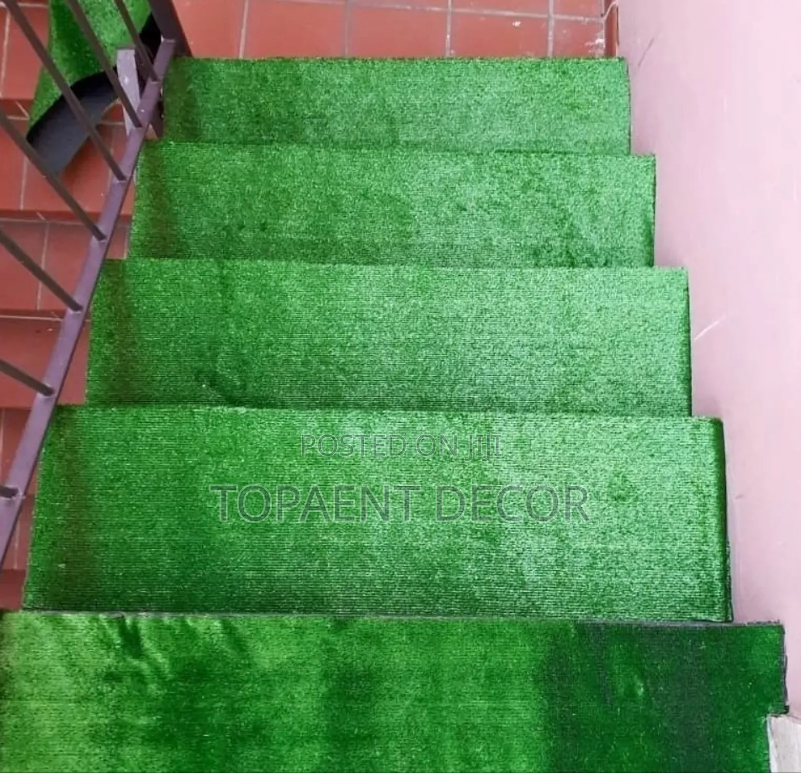 Staircase,All Green Artificial Grass Carpet