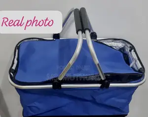 Insulated, Foldable Picnic Basket With Aluminum Handles