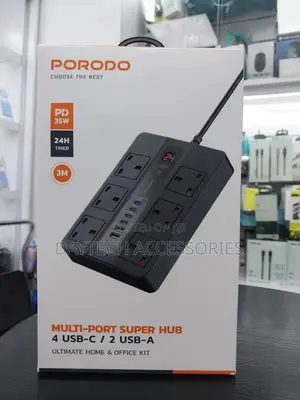 Porodo Multi-Port Super Hub 4 Usb-C 2 Usb-a Ultimate Home Office.
