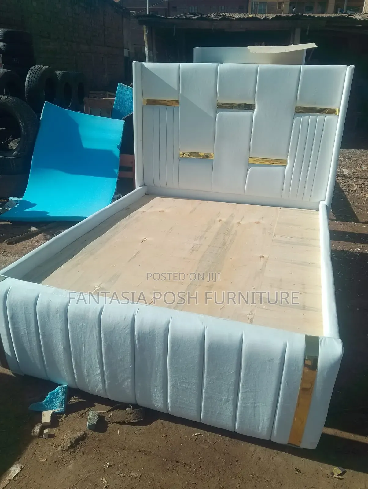 Modern White Upholstered Bed 5x6
