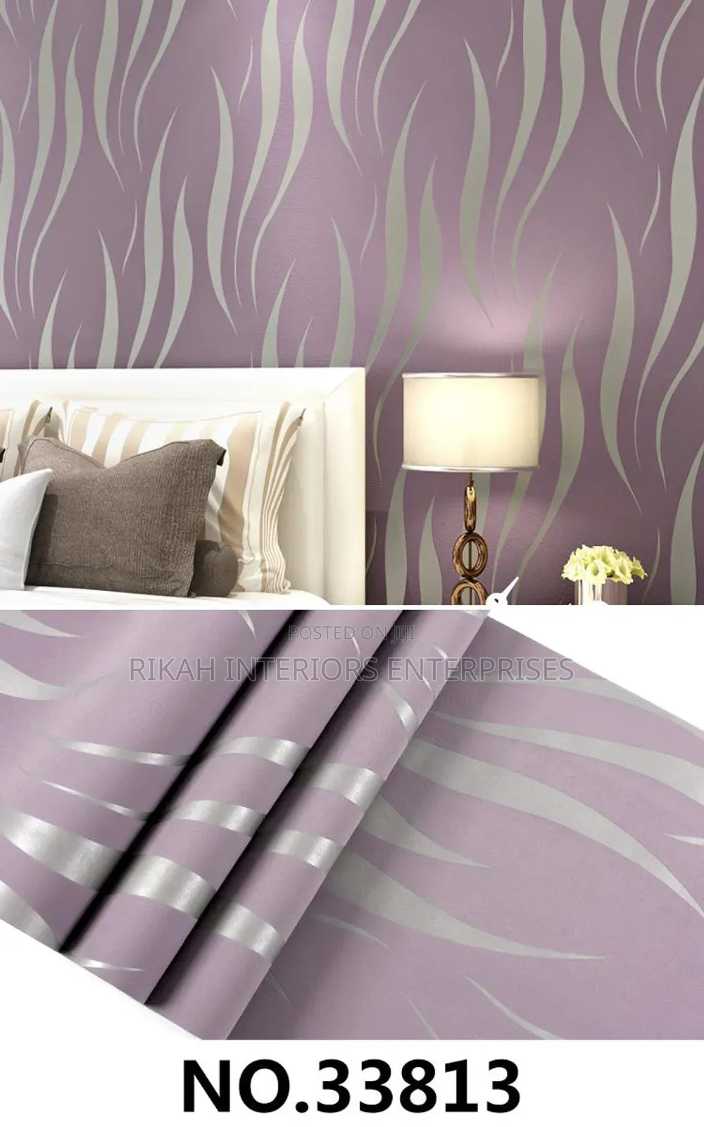 Purple Wallpaper With Silver Stripes