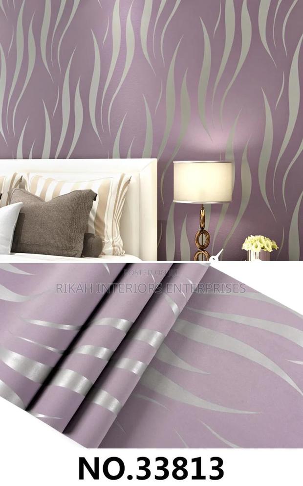Purple Wallpaper With Silver Stripes
