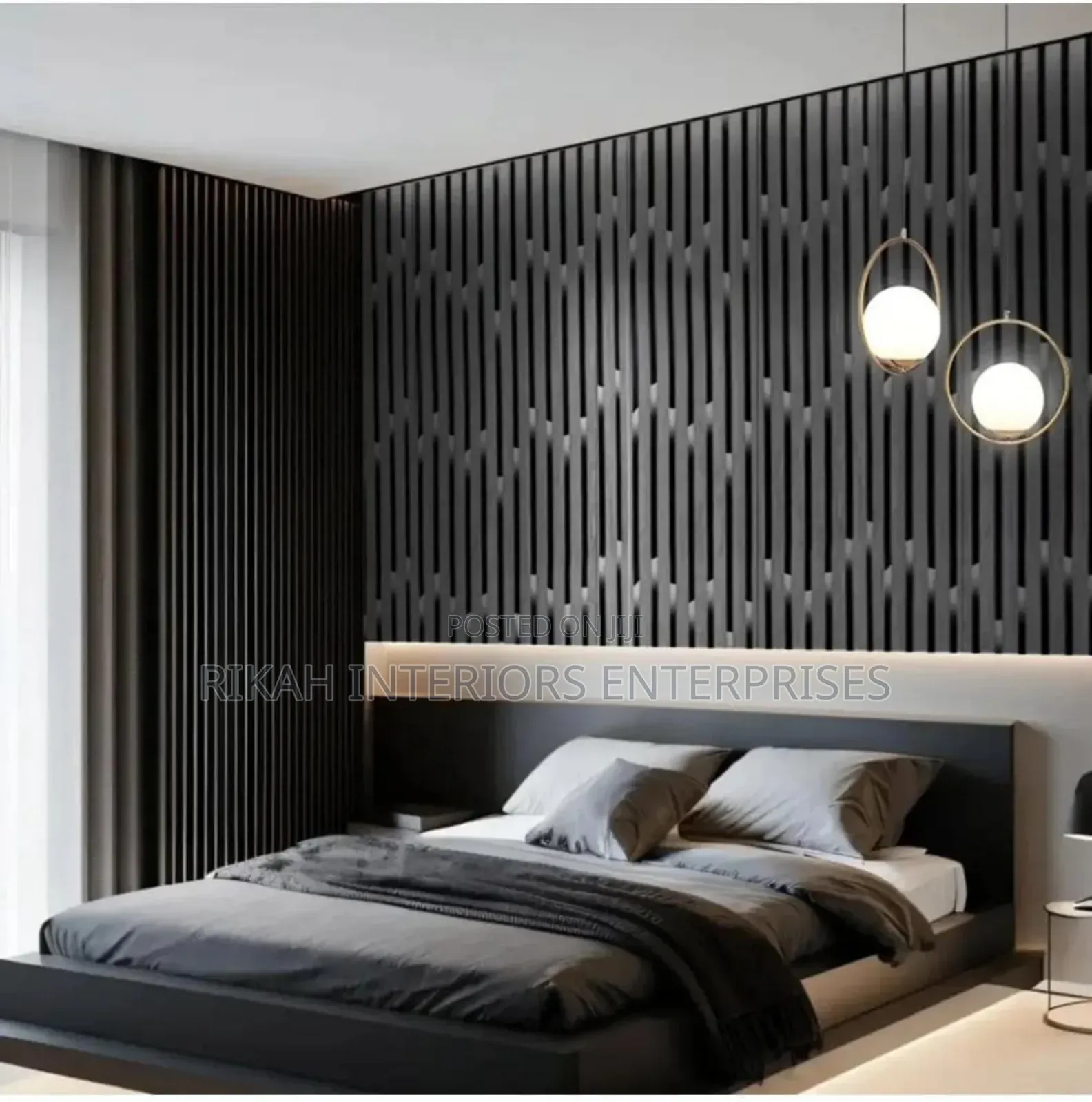 Flutted Dark Grey Wallpaper