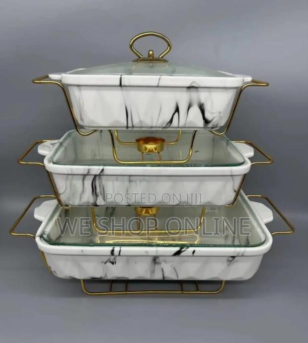 3pc Ceramic Chaffing Dishes - thumbnail 3