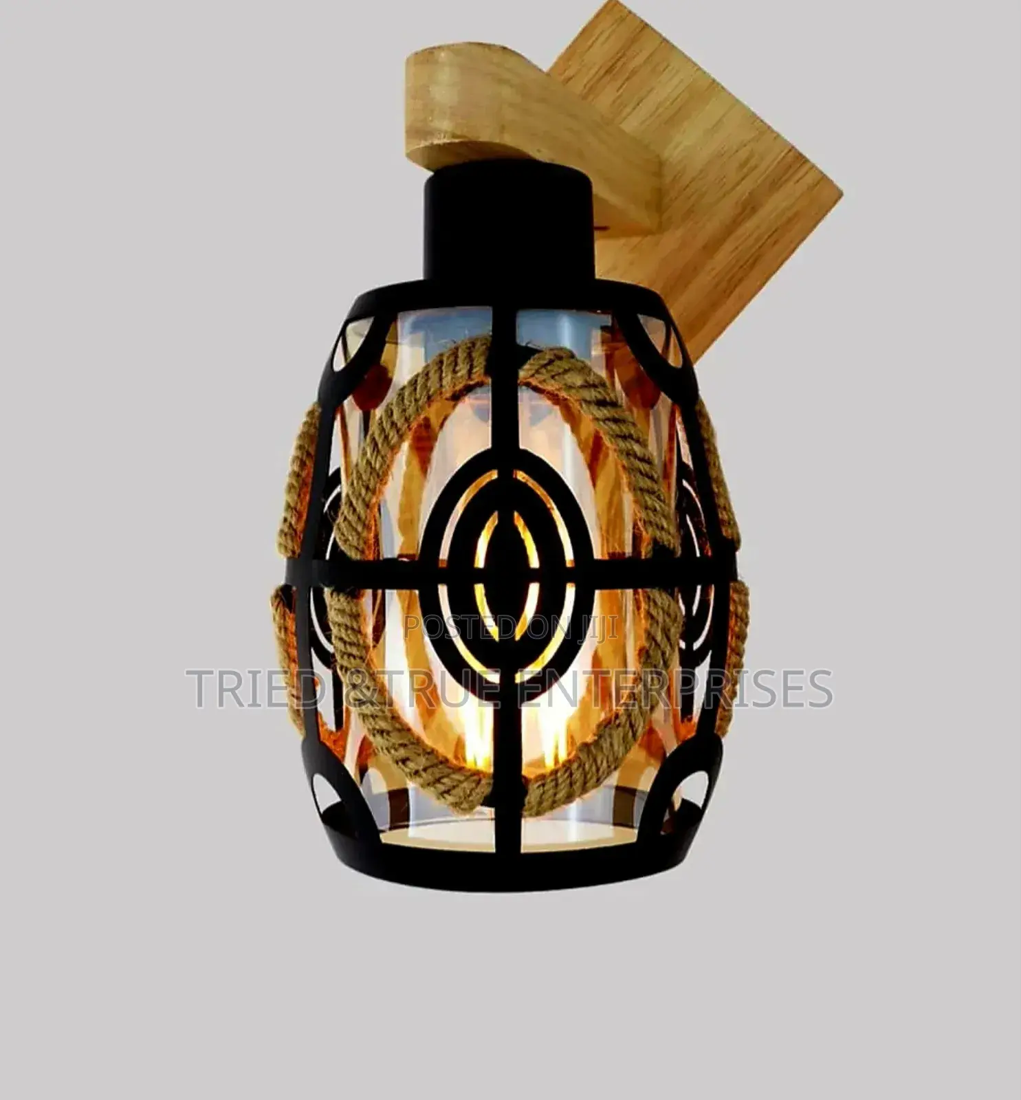 Wooden Iron Cage Wall Bracket Light Gf4d