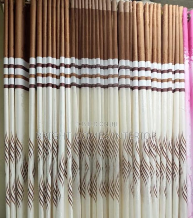 Cream Mixed With Brown Patten Sitting Room Curtain Design
