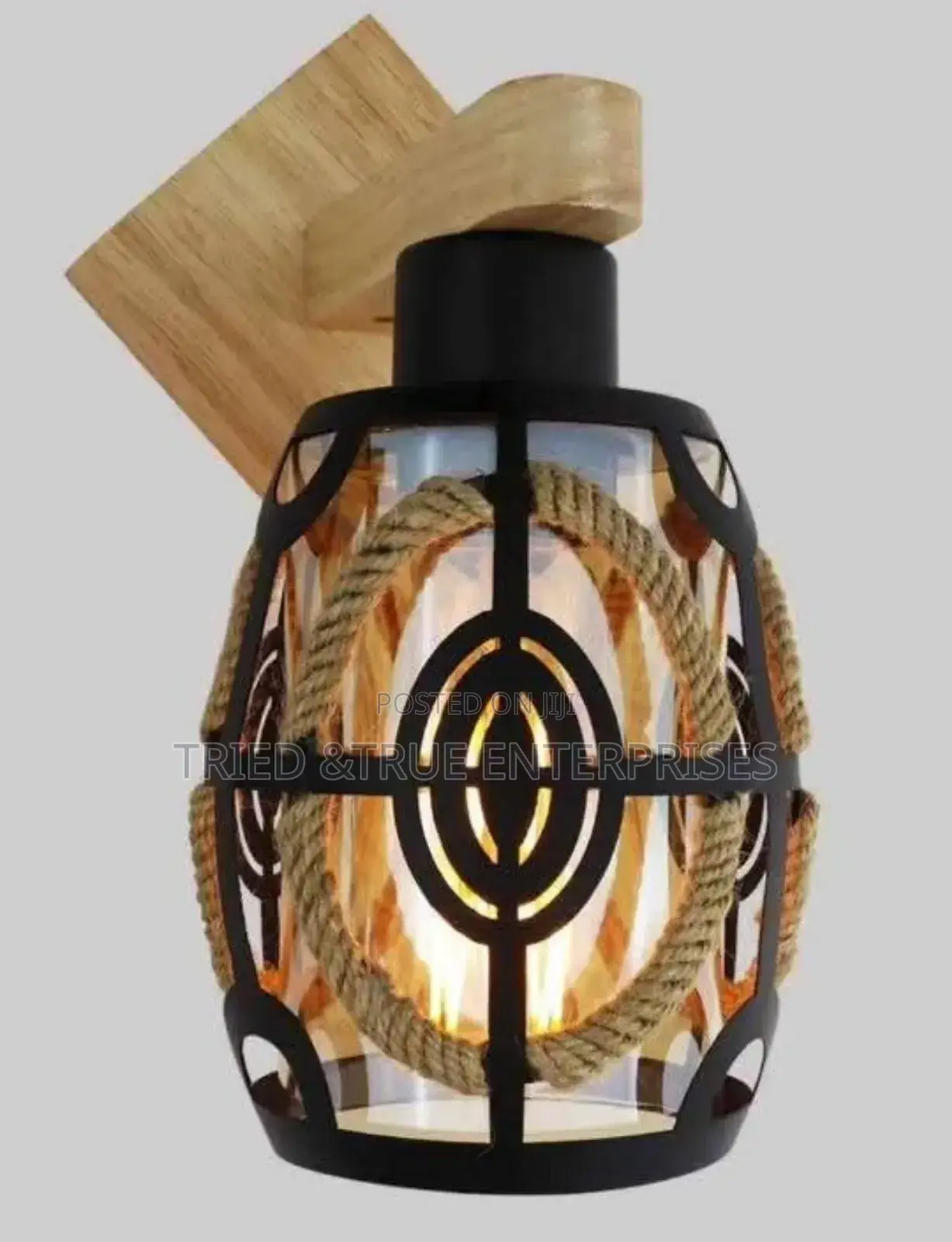 Wooden Iron Cage Wall Bracket Light Gf4d