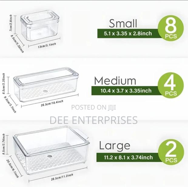 14pcs Stackable Fridge Storage Organizers - thumbnail 2