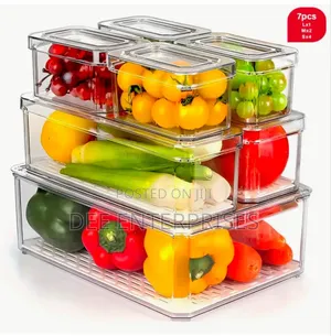 7pcs Bpa-Free Stackable Acrylic Fridge Organizer Bins With Lids