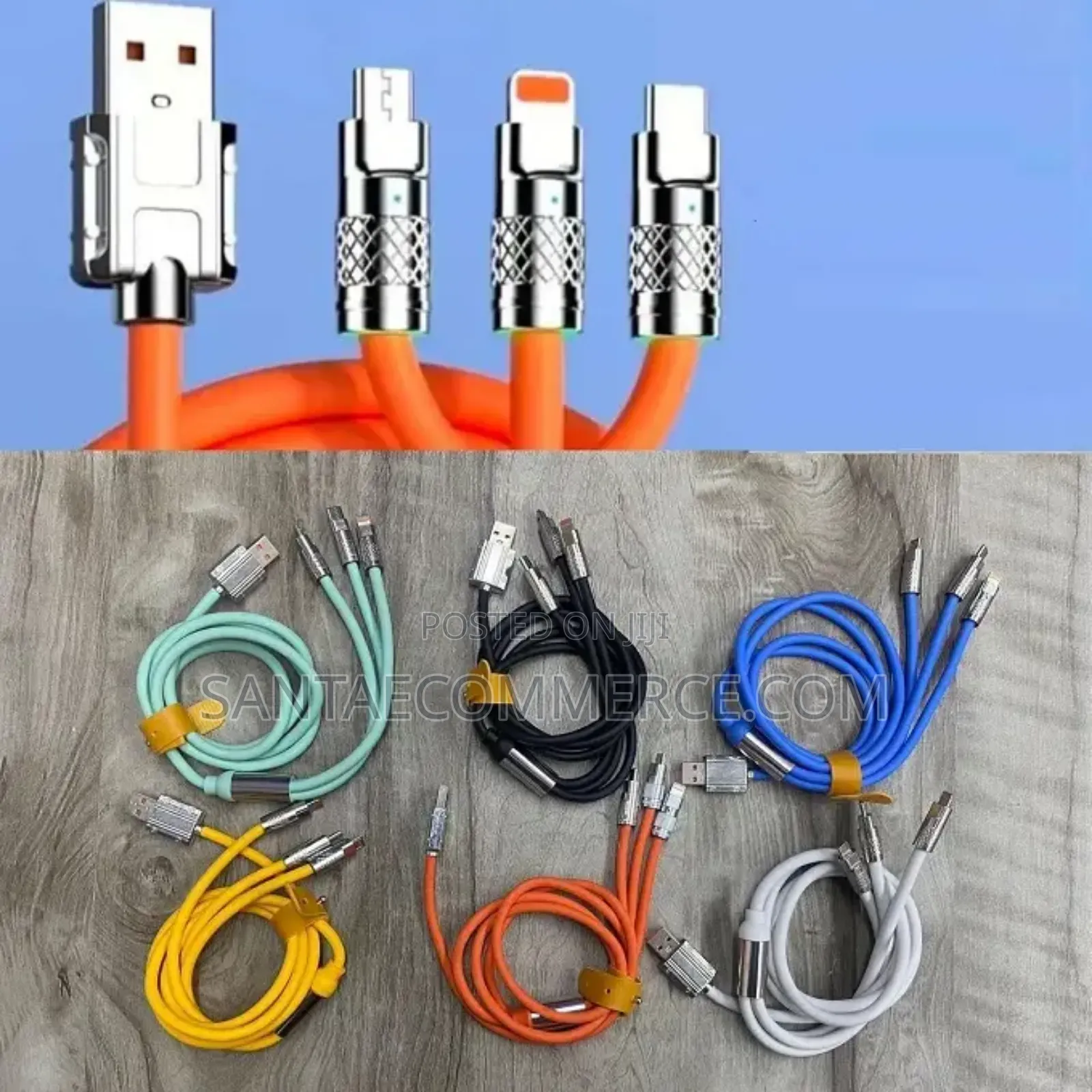 3 in 1 Heavy Duty Lightning, Usb-C, and Micro-Usb Charging Cable
