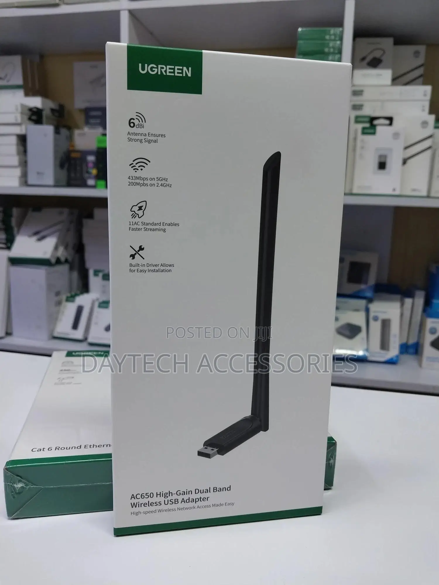 The Ugreen Ac650 High-Gain Dual Band Wireless Wifi Usb Adapter.