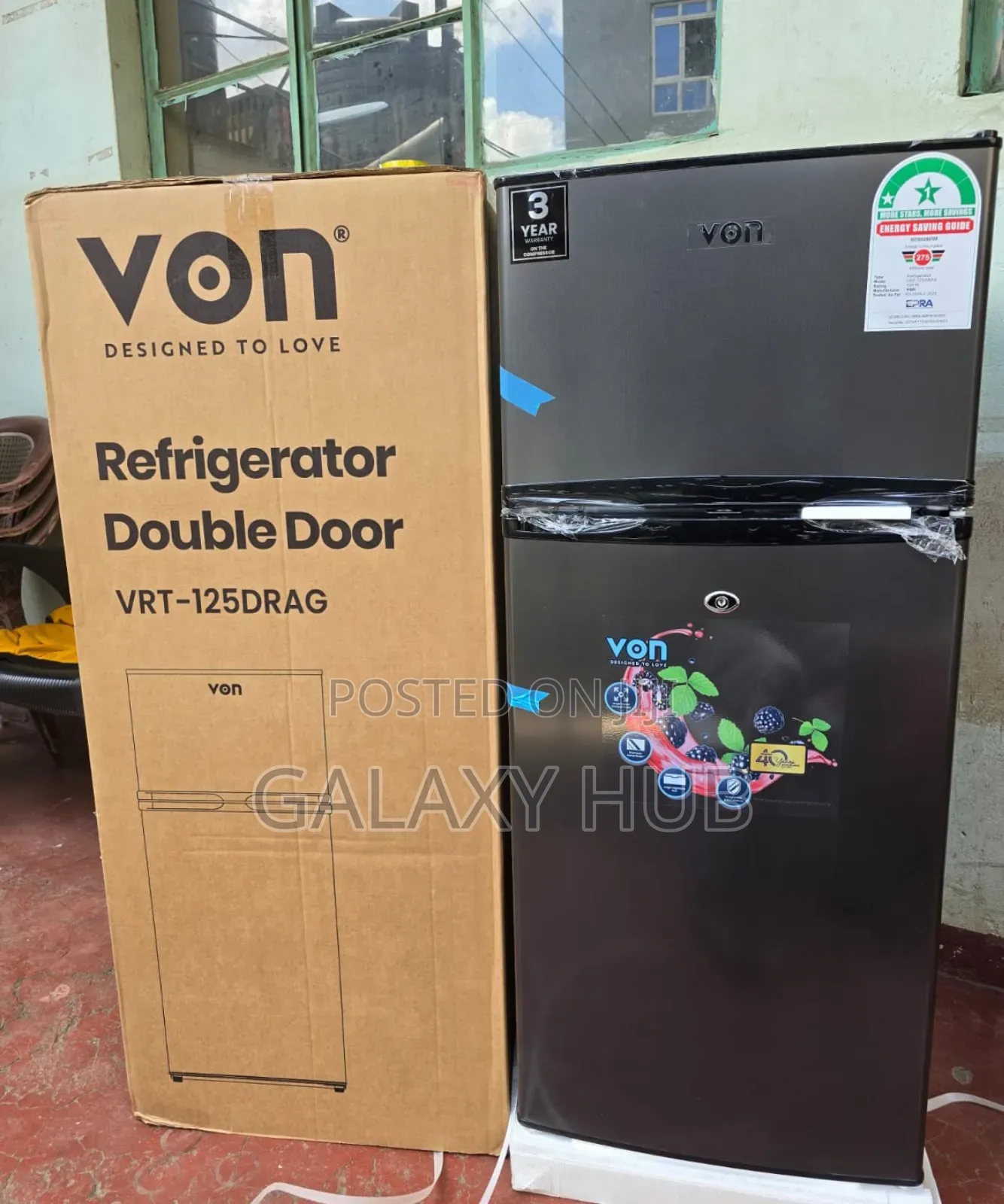 Von Double Door Fridge 125litres Direct Cool