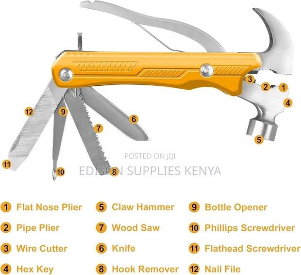 Ingco Multi-Function Hammer Multi Tool Pliers Utility Knife Hex Keys - thumbnail 11