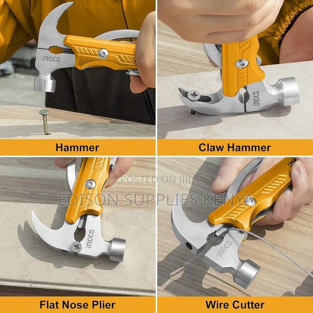 Ingco Multi-Function Hammer Multi Tool Pliers Utility Knife Hex Keys - thumbnail 9