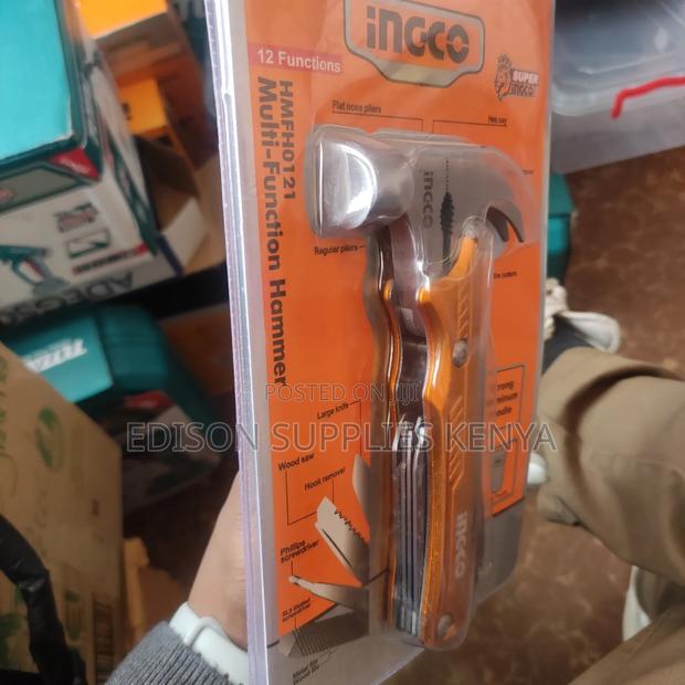 Ingco Multi-Function Hammer Multi Tool Pliers Utility Knife Hex Keys - thumbnail 5
