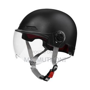 Black Motorcycle Half Helmet With A Clear Visor. - thumbnail 2