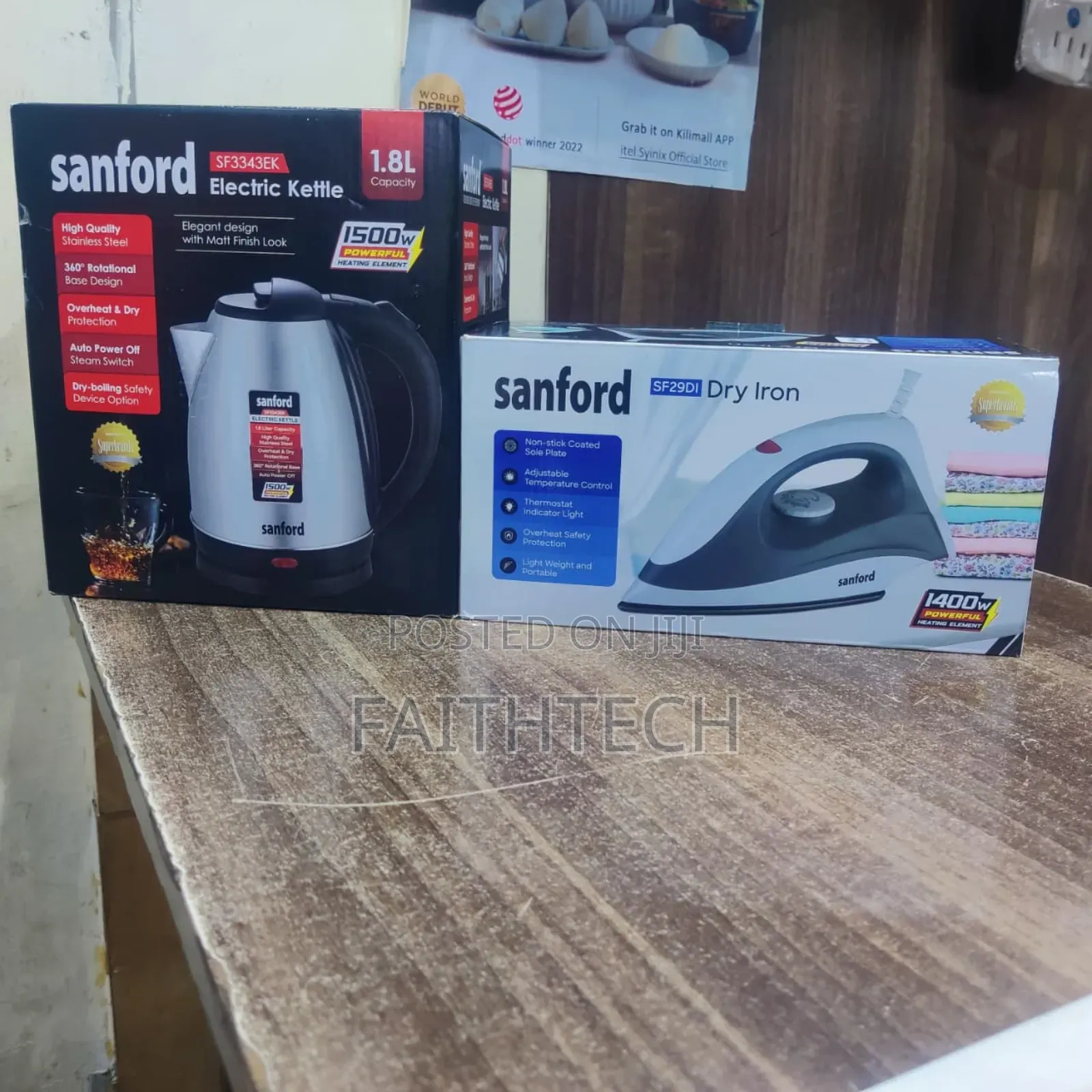 Sanford Dry Iron and Sanford Stainless Steel Kettle