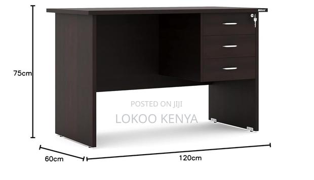 Office Desk; 0.9 Meter Generic 3 Drawer Wooden Home Office Desk - thumbnail 3